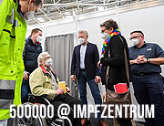 500.000. Impfung im Impfzentrum Riem an 06.06.2021 (©Foto: Gesundheitsreferat/Tobias Hase)